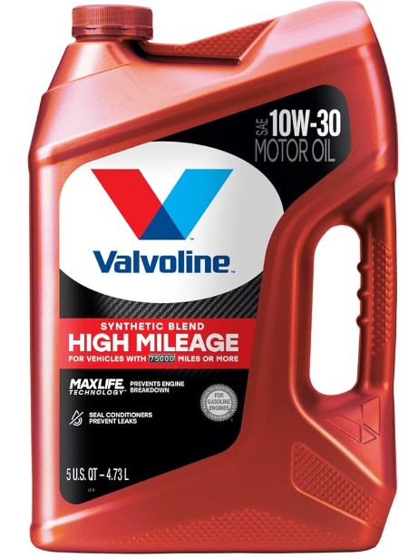 Valvoline High Mileage with MaxLife Technology SAE 10W-30 Synthetic Blend Motor Oil 5 QT