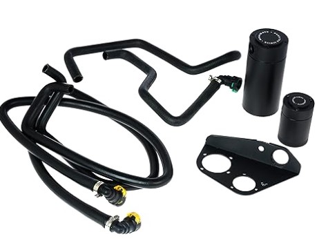 Mishimoto MMBCC-F35T-15SBE Baffled Oil Catch Can Kit Compatible With Ford F-150 3.5L EcoBoost 2015-2016 Black