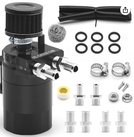 muge racing Universal Oil Catch Can Tank Kit Polish Baffled Reservoir with Breather Filter