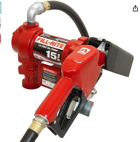 Fill-Rite FR1210HA 12V 15 GPM Fuel Transfer Pump with Discharge Hose & Automatic Nozzle